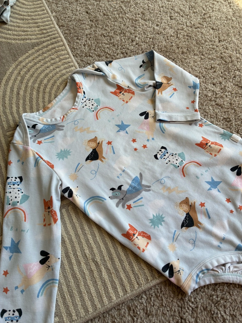 Loulou Lollipop Tencel Baby Long Sleeve Bodysuit with Dog & Rainbow Print